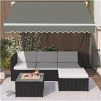3.5x2.5m Grey Retractable Awning Manual Outdoor Garden Canopy Sun Shade Shelter
