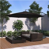 3M Garden Parasol Hanging Sun Shade Banana Umbrella Cantilever Outdoor Black