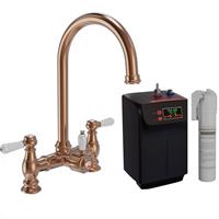 LSC Traditional Bridge 3in1 Copper & White Boiling Hot Water Kitchen Tap & Tank