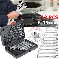 12pcs Metric Ratchet Flexible Spanner Set 8-19mm Combination Wrench Spanners