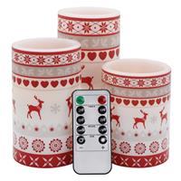 3 LED USB Charge Remote Control Flameless Flickering Wax Christmas Candles WAX04