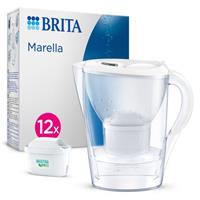 BRITA Marella Water Filter Jug White 2.4L and 12x MAXTRA PRO All-in-1 Cartridges