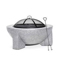 MgO Fire Pit, Round with BBQ Grill, Ø75cm - Light Grey