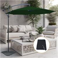 3m Banana Parasol Garden Patio Cantilever Umbrella w/ Base Weights Cover Green
