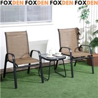 3 Piece Patio Bistro Set 2 Metal Garden Chairs and Coffe Table Outdoor Furniture