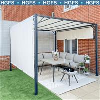 Large Metal Garden Pergola 3x3m Retractable Sun Shade Patio Garden Gazebo Canopy