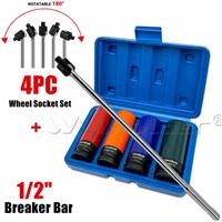 Professional 1/2 Breaker Bar 24Long Strong Arm Bar Wheel Wrench Nut Socket Set
