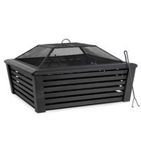 Square Fire Pit, Outdoor Use, 35" - Black