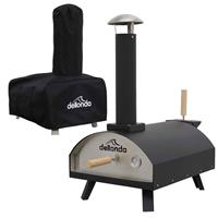 Wood-Fired Pizza Oven 14" 350 - 380C, Portable, Cover - Black/Stainless Steel