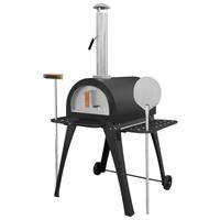 Wood-Fired Pizza Oven & Smoker, Large Outdoor, Side Shelves & Stand