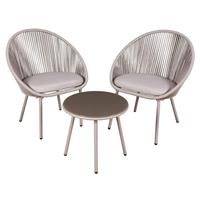 Steel Bistro Set with Tempered Glass Top, 3 Piece, Como - Grey