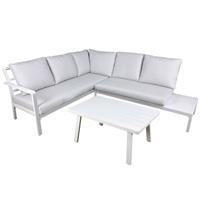 Kyoto Garden Set 3 Piece, Corner Sofa & Coffee Table - White