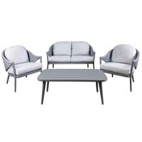 Echo Garden Set 4 Piece, Aluminium Sofa Arm Chair & Table - Grey
