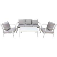 Kyoto Garden Set 4 Piece, Aluminium Chair & Table - White
