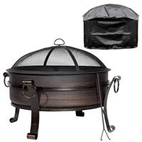 Deluxe Fire Pit & Coffee Table, Outdoor Use, with Cover - Bronze Effect
