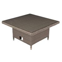 Garden Dining Table, Height-Adjustable, 90x90cm, Chester Rattan - Brown