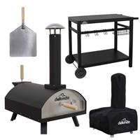 Wood-Fired Pizza Oven Portable, with Cover and Trolley