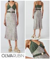 Olivia Rubin Midi Dress Size UK 10 Max Satin Strappy Belted Slip - Camo Print
