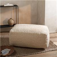 The White Company Cosy Pembury Wool-Blend Pouffe Soft Seating Footstool Chalk