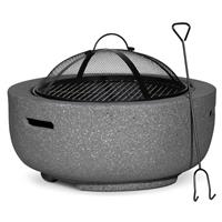 MgO Fire Pit, Round with BBQ Grill, 60cm - Dark Grey