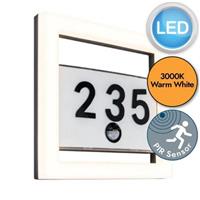 House Number Plaque Sign Outside Wall Light Motion Sensor Mains Dusk Dawn Up