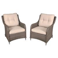 Dellonda Chester Rattan Wicker Outdoor Lounge Chairs with Cushion, Brown - DG69