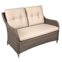 Garden 2-Seater Sofa/Lounger with Cushion, Chester Rattan - Brown