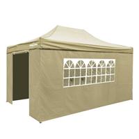 Premium 3x4.5m Pop-Up Gazebo & Side Walls with Carry Bag, Stakes, Weight - Beige