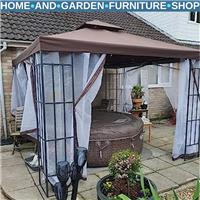 3m x 3m Two Tier Metal Gazebo Party Tent Outdoor Garden Patio Canopy Shelter