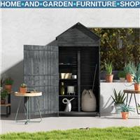 Wooden Garden Shed Outdoor Shelves Utility Tool Storage Cabinet Grey Patio Shed