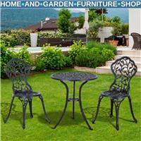 Aluminium Bistro Set Garden with Coffee Table and Chairs Outdoor Dining Set