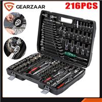 216PCS Socket Set 1/4 3/8 1/2 Spanner Drive Ratchet Wrench Mechanic Tool Kit