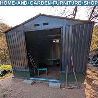 13 x 11 ft Metal Garden Storage Shed with Foundation Kit and Vents, Grey