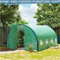 4 x 3 m Walk In Polytunnel Greenhouse with Doors Mesh Windows Tunnel Grow House