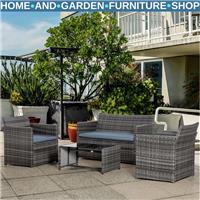 4 Seater Rattan Garden Furniture Set with Table and Chairs for Patio or Outdoor