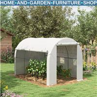 3 x 2 m Walk-In Polytunnel Greenhouse with PE Cover, Mesh Windows & Zipped Door