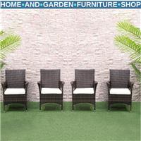 4 Piece Rattan Garden Furniture Set Outdoor Cushioned Patio Chairs and Sofa Set