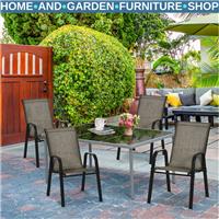 4 Piece Stackable Garden Dining Chair with Armrests & High Back Mesh Seating Set