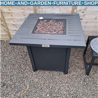 Rattan Style Gas Fire Pit Table with 40,000 BTU Burner Square Smokeless Firepit