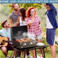 2 Burner Gas BBQ Grill Portable Folding Tabletop Barbecue Lid Thermometer Black