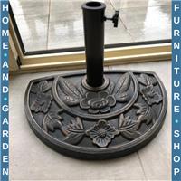 Parasol Base Umbrella Stand with Floral Design & Adjustable Knob Bronze Tone