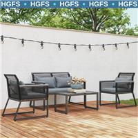 Grey Rattan Garden Furniture Set Outdoor Table and Chairs Sofa Cushions Glass