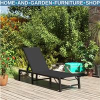 Sun Lounger Foldable Lightweight 5-Position with Reclining Adjustable Black