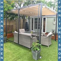 Pergola Grape Tent Retractable Fabric Roof Sun Shade Canopy UV-Resistant Beige