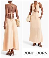 Bondi Born Womens Dress Size 10 Aitutaki Organic Linen Halter Cutout Sexy Midi - 10 Regular