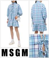 Womens Ladies Mini Dress Size UK 12 MSGM Ruffle Puff Sleeve MADE IN ITALY Blue - 12 Regular