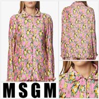 Womens Ladies Blouse Top Size UK 14 MSGM Crinkle Pleated MADE IN ITALY Floral - 14 Regular