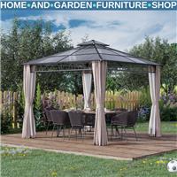 Double Roof Hard Top Gazebo with Sides 3m Party Tent Garden Marquee Patio Cover