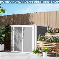 Outdoor Double Bin Storage Shed 4.7 x 2.5FT Lockable Garden Shed Grey Bike Shed