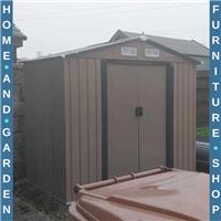 9 x 6FT Large Garden Metal Storage Shed with Sliding Doors Brown Patio Tool Shed